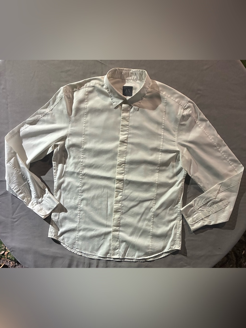 A/X Armani Exchange White Men’s Hidden-Placket Dress Shirt